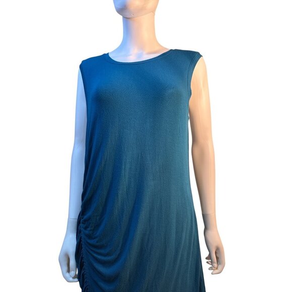 Athleta Blue Sleeveless Ruched Side Midi Dress Large Modal/Spandex EUC - Picture 3 of 6